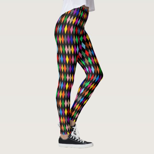 Leggings Diamants Harlequin Colorés Design Noir (Droite)