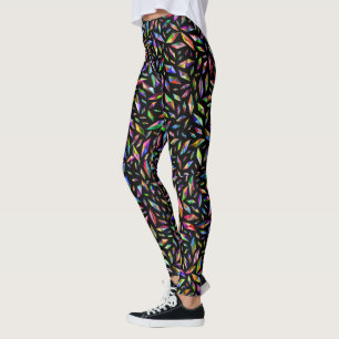 Leggings Diamants multicolores sur fond noir