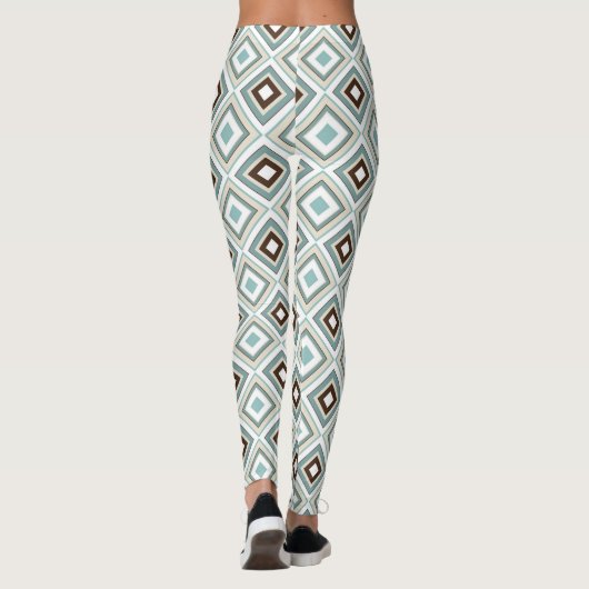 Leggings Diamants rétro Turquoise Brown (Dos)
