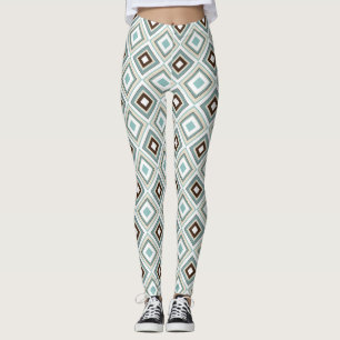 Leggings Diamants rétro Turquoise Brown