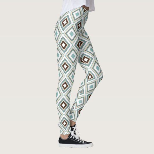 Leggings Diamants rétro Turquoise Brown (Droite)