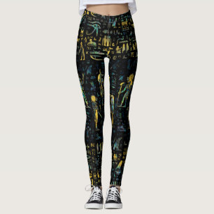 Leggings Dieux et hiéroglyphes égyptiens - Abalone et or