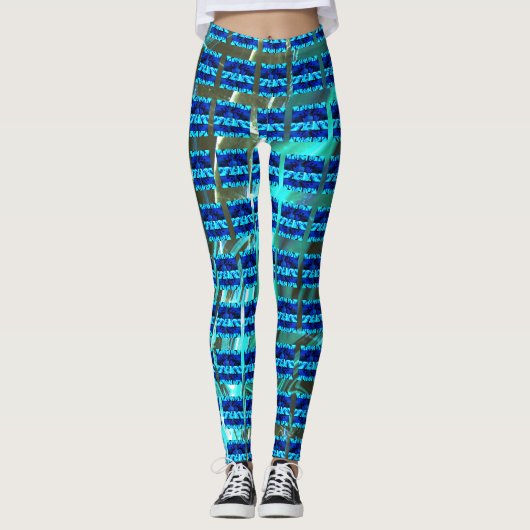 Leggings Différents bleus, différents rayés ou formes (Devant)