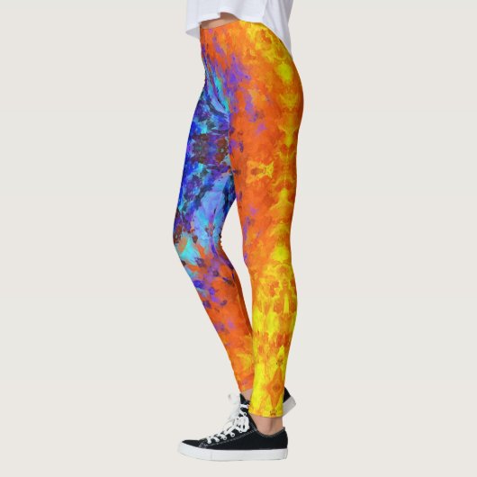 Leggings Digital Mandala bleu orange et jaune (Gauche)
