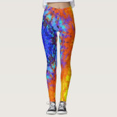 Leggings Digital Mandala bleu orange et jaune (Devant)