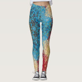 Leggings Digital Mandala bleu rouge et jaune (Devant)