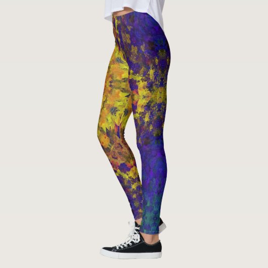 Leggings Digital Mandala jaune bleu et violet (Gauche)