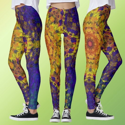 Leggings Digital Mandala jaune bleu et violet