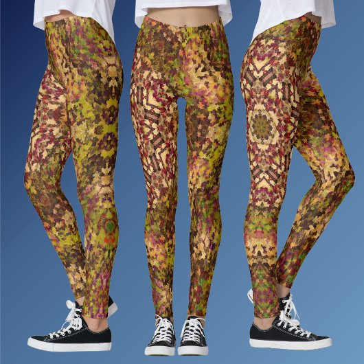 Leggings Digital Mandala jaune rouge et violet