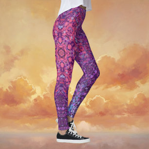 Leggings Digital Mandala rose violet et bleu