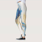 Leggings d'impression bleu-or-blanc (Gauche)