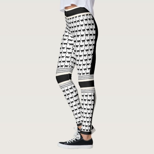 Leggings d'impression chic noir et blanc (Gauche)