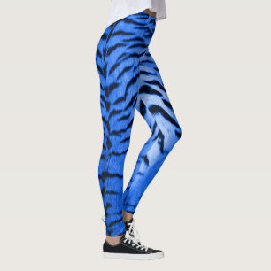 Leggings d'impression de peau de tigre bleu déser