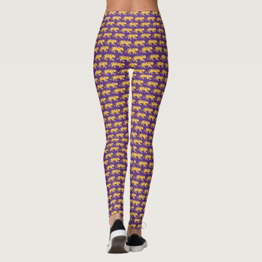 Leggings d'impression de tigre violet et or | Équi (Dos)