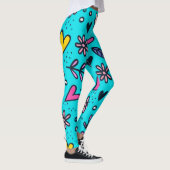 Leggings d'impression florale et cardiaque (Droite)