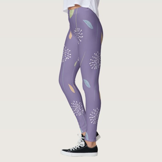 Leggings d'impression florale violet sans couture (Gauche)