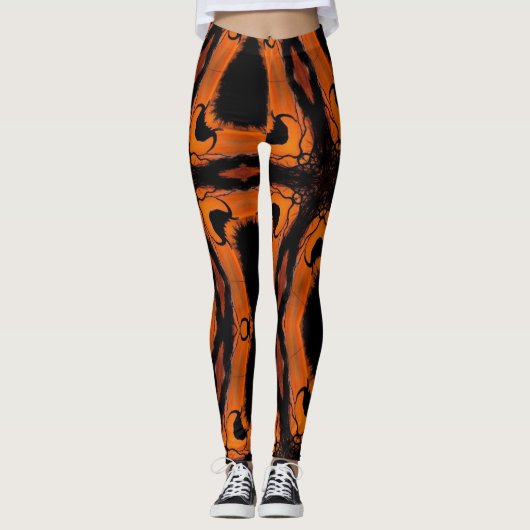 leggings d'impression géométrique moderne orange e (Devant)