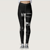 Leggings d'impression numérique en noir et blanc (Devant)