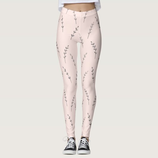 Leggings d'impression pour femmes rose crème (Devant)