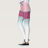 Leggings d'impression rose et cyan rétro vibrants (Gauche)