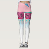 Leggings d'impression rose et cyan rétro vibrants (Devant)