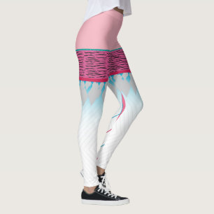 Leggings d'impression rose et cyan rétro vibrants