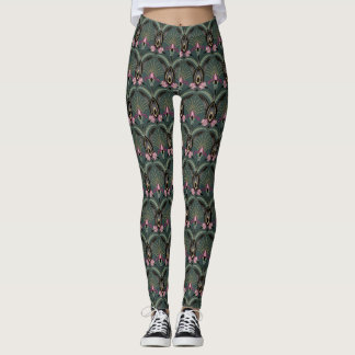 Leggings d'impression vert Art Déco