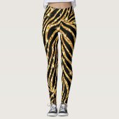 Leggings d'impression Zebra noir et or (Devant)