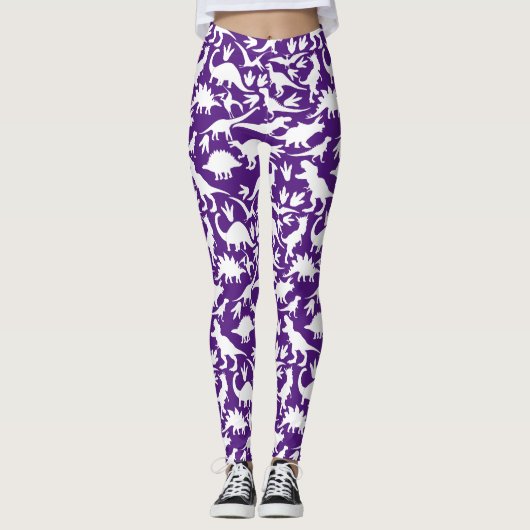 Leggings Dinosaures motif 01 w. BG pourpre (Devant)