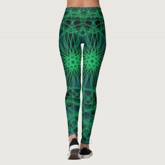 leggings d'inspiration mandala verte et noire (Dos)
