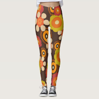 Leggings Disco 70s 60s Retro Flowers Pop Culture