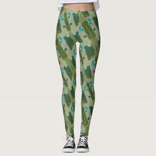 Leggings Diverse green colors background (Devant)