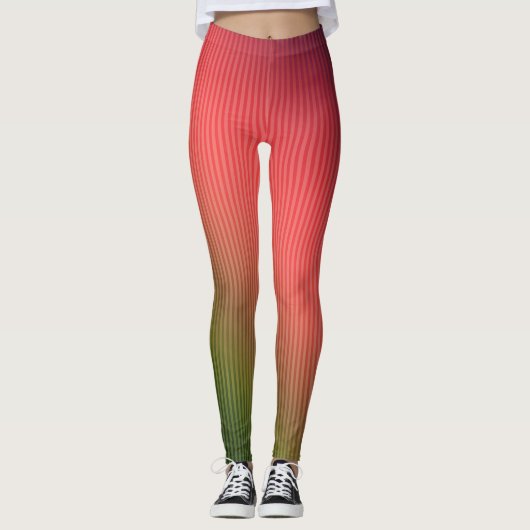 Leggings Divisé, rouge, vert, dégradé (Devant)