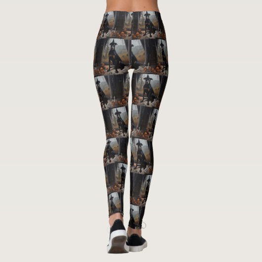 Leggings Doberman Citrouille Halloween effroi (Dos)