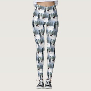 Leggings Doberman Pinscher neige de Noël hiver