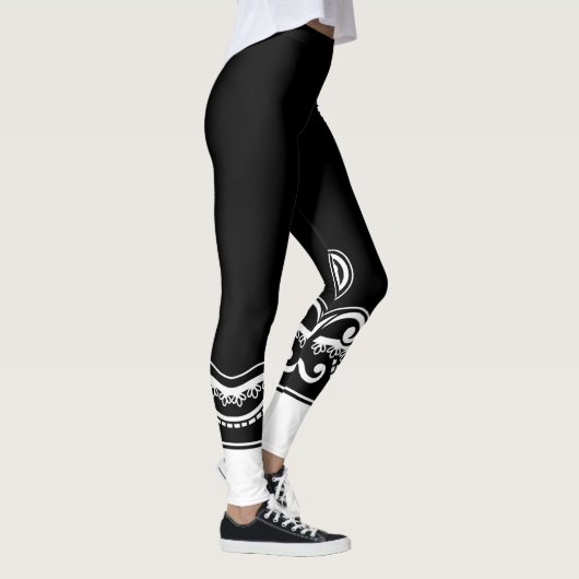 Leggings Dolce baroque - Elégance noir & blanc (Droite)