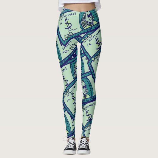 Leggings Dollar Billets : Motif d'argent transparent (Devant)