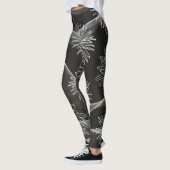 Leggings Donker met Big White Flowers & Swirls (Links)