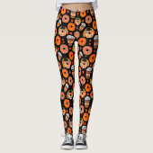 Leggings Donuts d'action de grâces et de café automne noir (Devant)