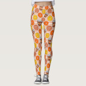 Leggings Donuts d'automne citrouilles & Café Orange Stripes (Devant)