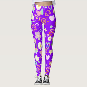 Leggings Doodé motif teinte pastel B violet BG