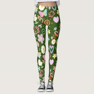 Leggings Doodé motif teinte pastel D Vert BG