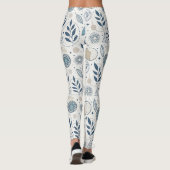 Leggings Doodle Botanique Bleu géométrique (Dos)