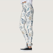 Leggings Doodle Botanique Bleu géométrique (Gauche)