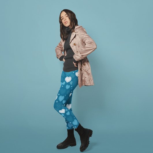 Leggings Doodle Coeurs Bleus