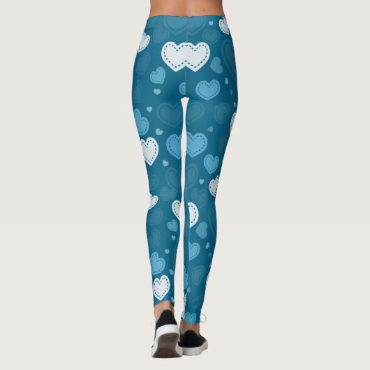 Leggings Doodle Coeurs Bleus (Dos)