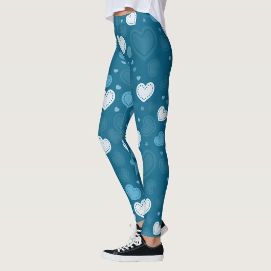 Leggings Doodle Coeurs Bleus (Gauche)