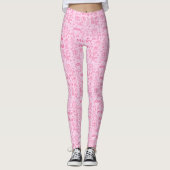 Leggings Doodle de Noël rose | Style festif (Devant)