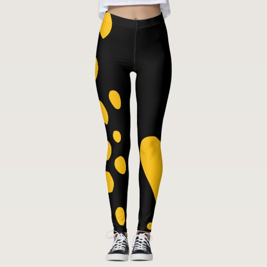 Leggings Doodle forme hardi jaune noir (Devant)