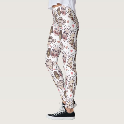 Leggings doodle hand drawn faces (Gauche)